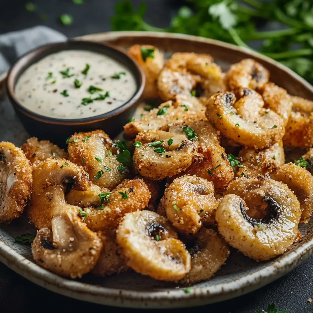 Fried Sliced Mushrooms with Ranch