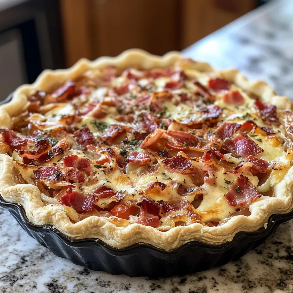 Photo of featured for Savor the Flavor: Irresistible Bacon Onion Tomato Pie Recipe