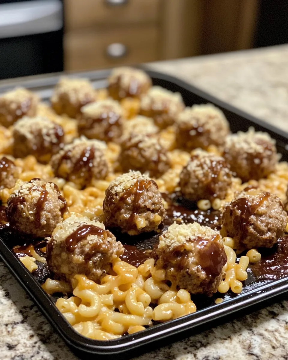 Ingredients for Baked Mac Cheese Stuffed Meatball Bombs: A BBQ Drizzle Delight