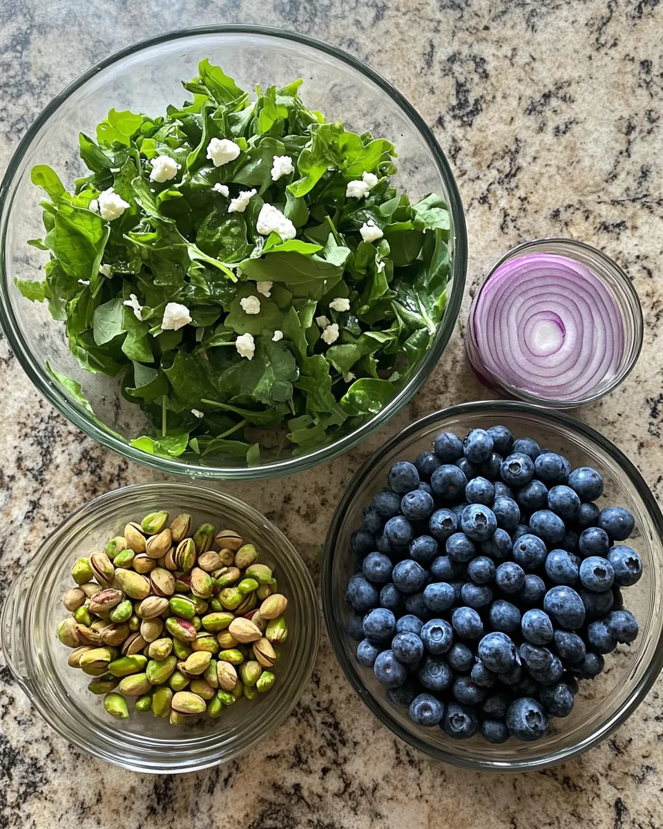 Ingredients for Vibrant Blueberry Pistachio Spring Salad: A Taste of Seasonal Bliss