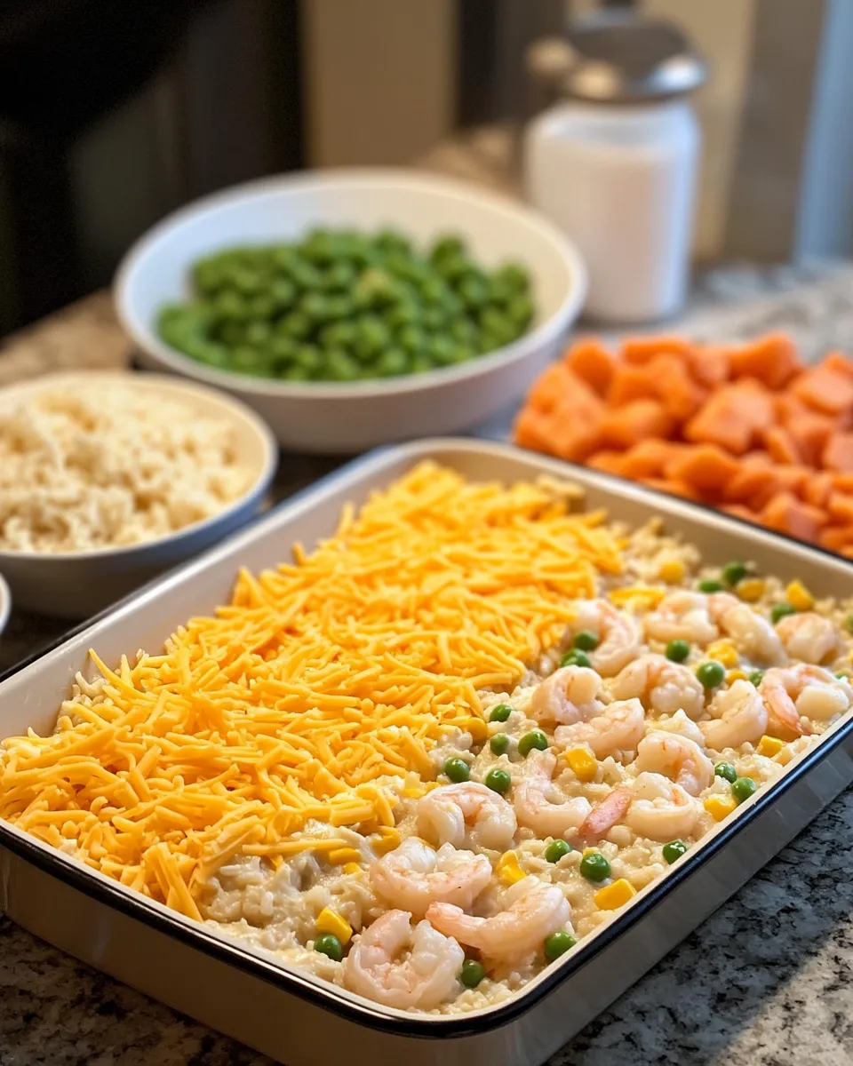 Ingredients for Ultimate Cheesy Shrimp Casserole: A Comfort Food Delight