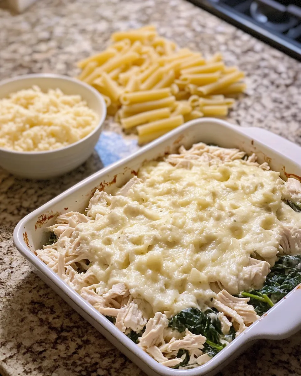 Ingredients for Creamy Chicken and Spinach Casserole Delight