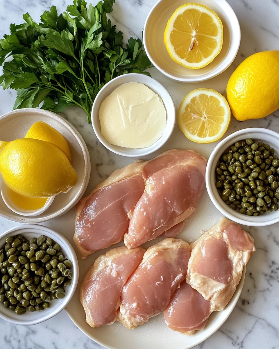 Ingredients for Zesty Chicken Piccata with Lemon Sauce: A Flavorful Italian Delight