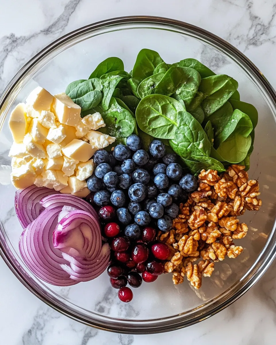 Ingredients for Bursting with Flavor: Delightful Cranberry Blueberry Salad with a Tangy Blueberry Balsamic Dressing