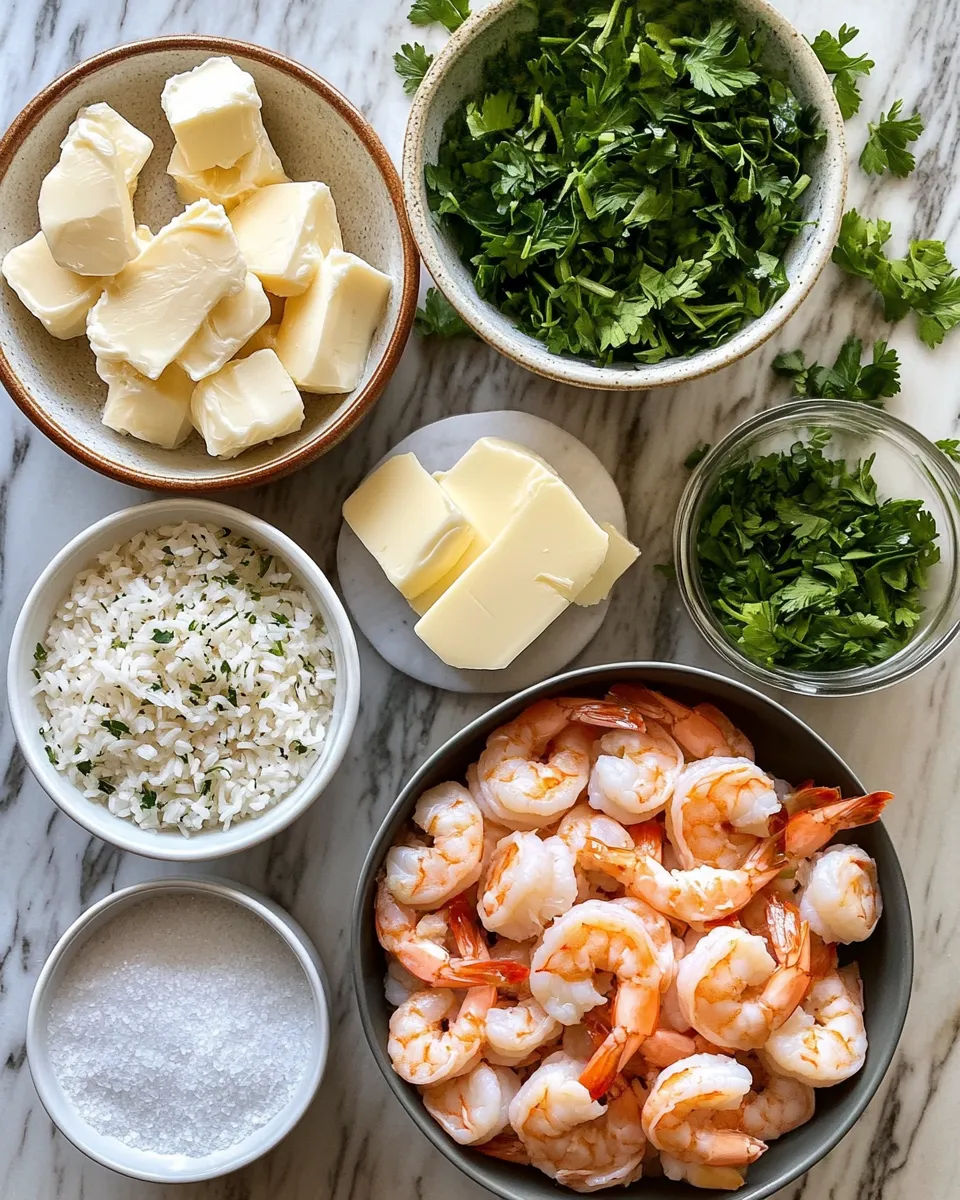 Ingredients for Savor the Flavor: Creamy Garlic Butter Shrimp Bowl with Herb Rice Delight