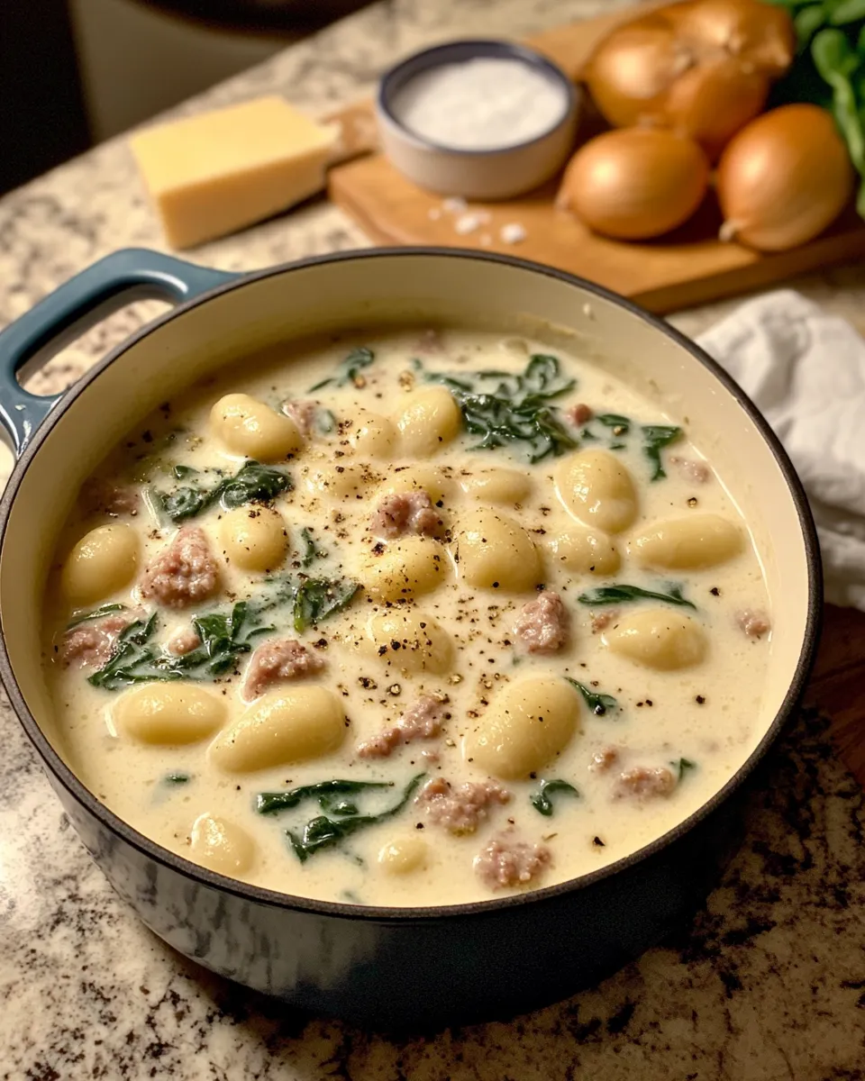 Ingredients for Comfort in a Bowl: Irresistible Creamy Sausage Gnocchi Soup