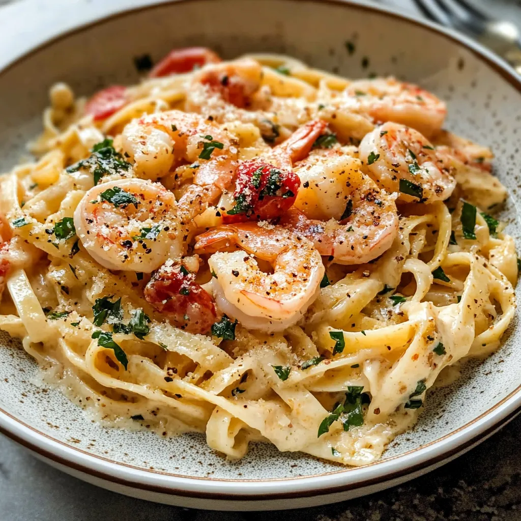 Photo of featured for Indulge in Creamy Shrimp Fettuccine Pasta with Alfredo Sauce: A Seafood Lover's Dream Dish