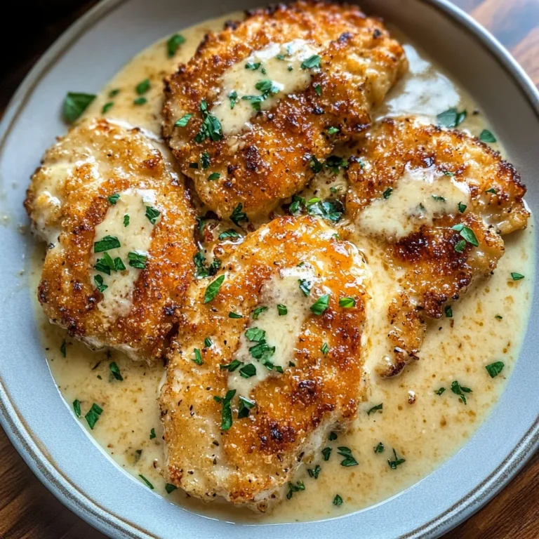Photo of featured for Crispy Parmesan Chicken Drizzled in Decadent Garlic Goodness