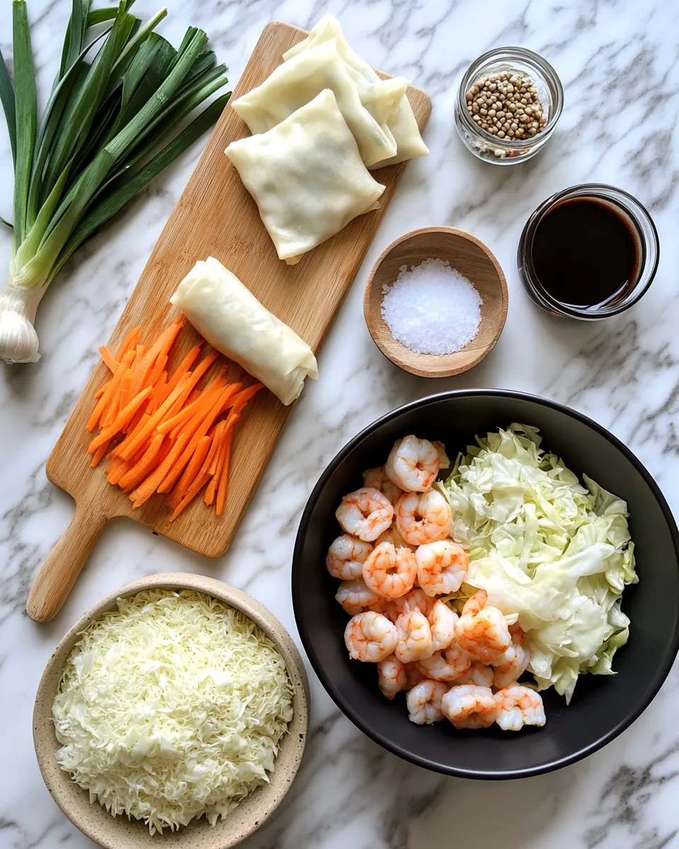Ingredients for Crispy Shrimp and Cabbage Egg Rolls: A Crunchy Delight You Can't Resist