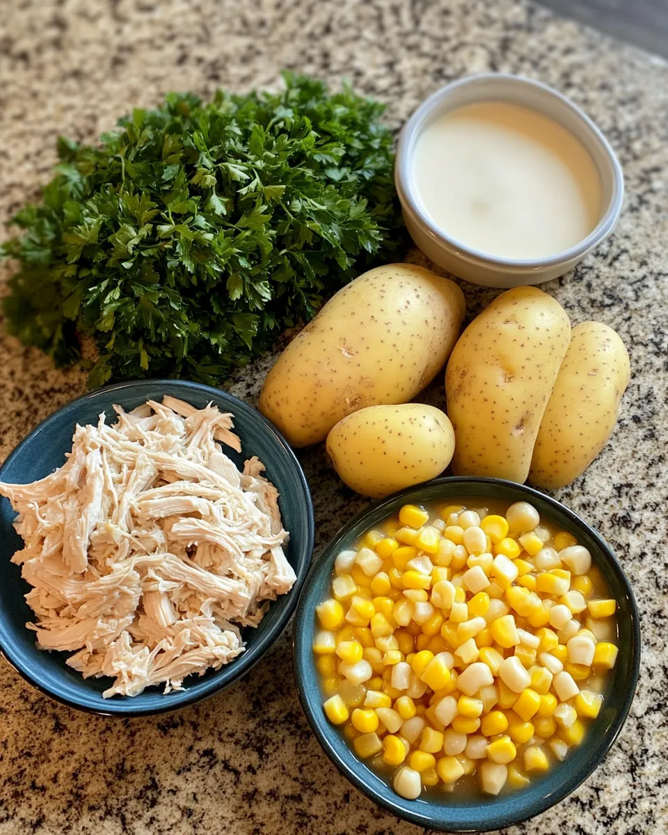 Ingredients for Hearty Comfort in a Bowl: Slow Cooker Chicken Corn Chowder Delight