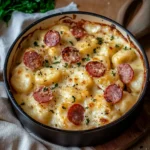 Photo of featured for Hearty Crockpot Pierogi Casserole with Kielbasa for Cozy Nights