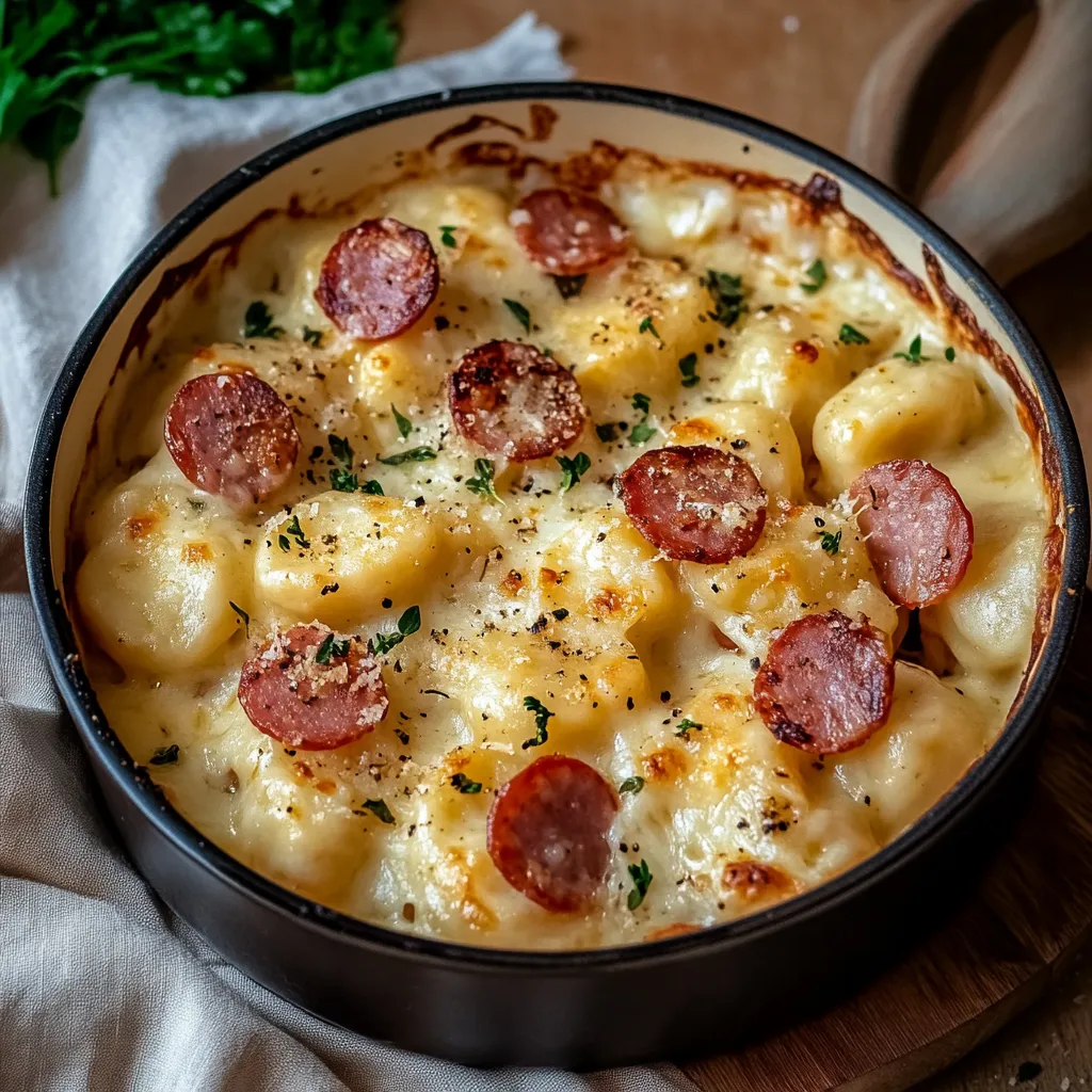 Photo of featured for Hearty Crockpot Pierogi Casserole with Kielbasa for Cozy Nights