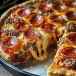 Photo of featured for Savor the Flavor: Irresistible Deep Hamburger Sausage & Pepperoni Pie Delight
