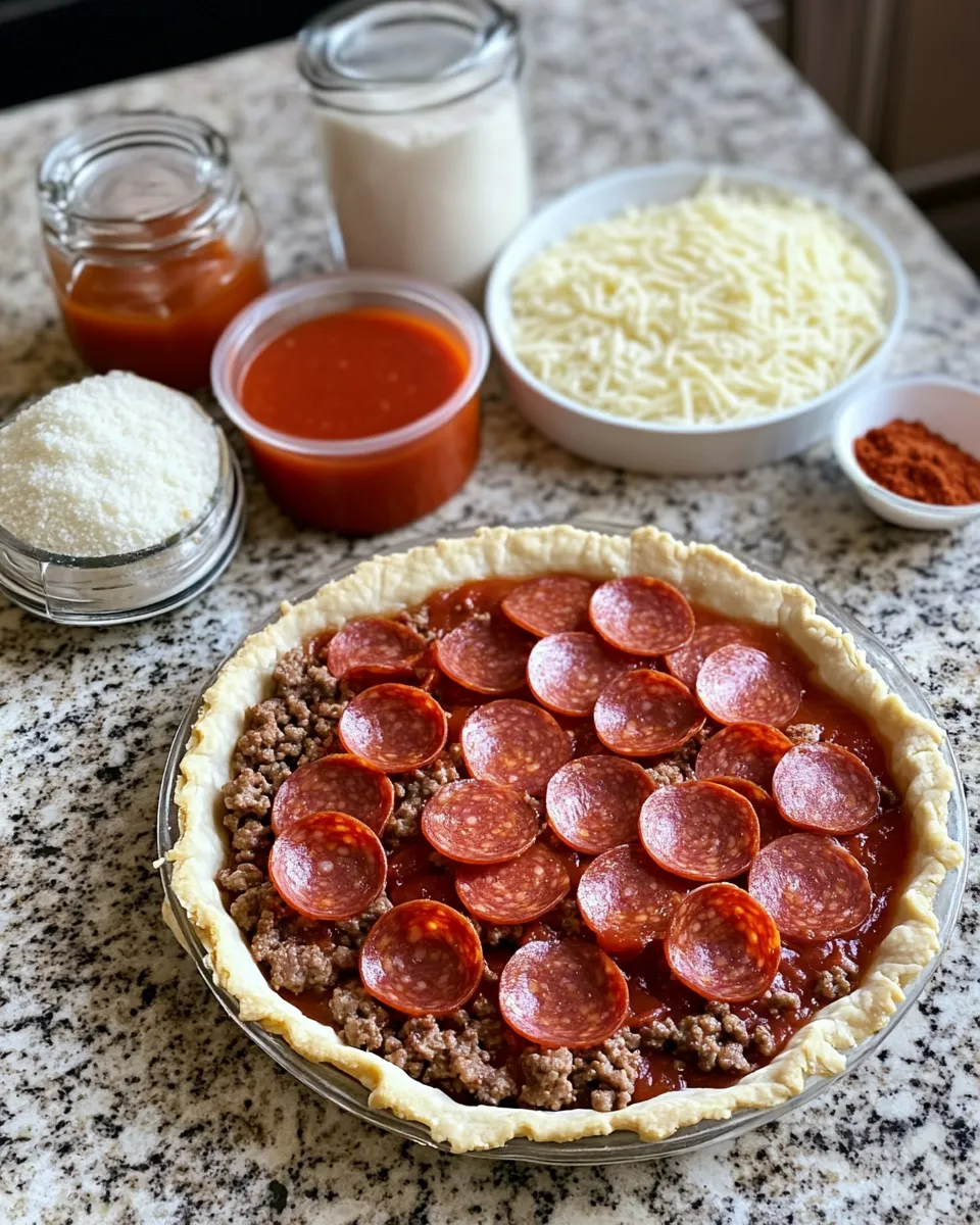 Ingredients for Savor the Flavor: Irresistible Deep Hamburger Sausage & Pepperoni Pie Delight
