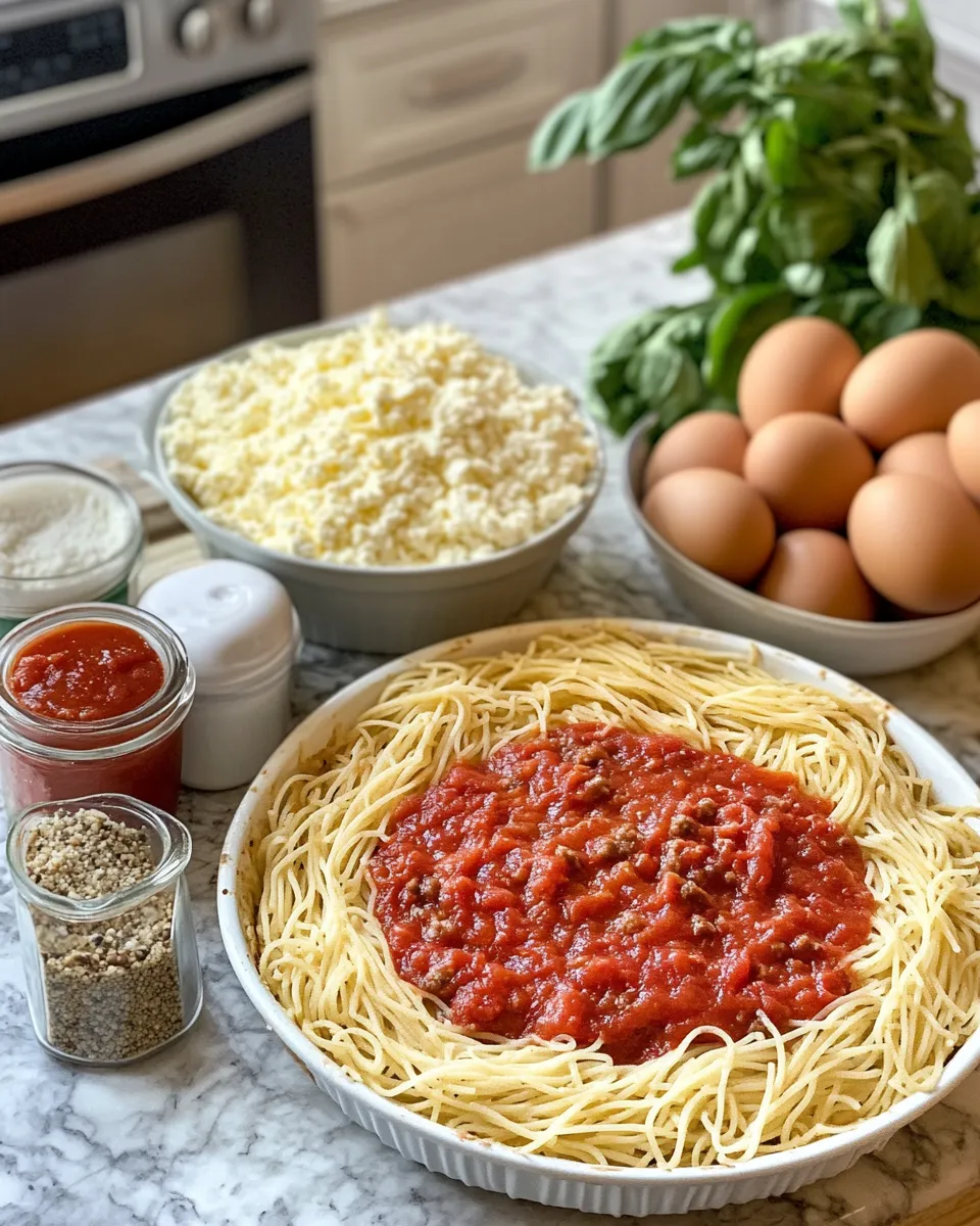 Ingredients for One-Pan Wonder: The Ultimate Easy Spaghetti Pie Recipe