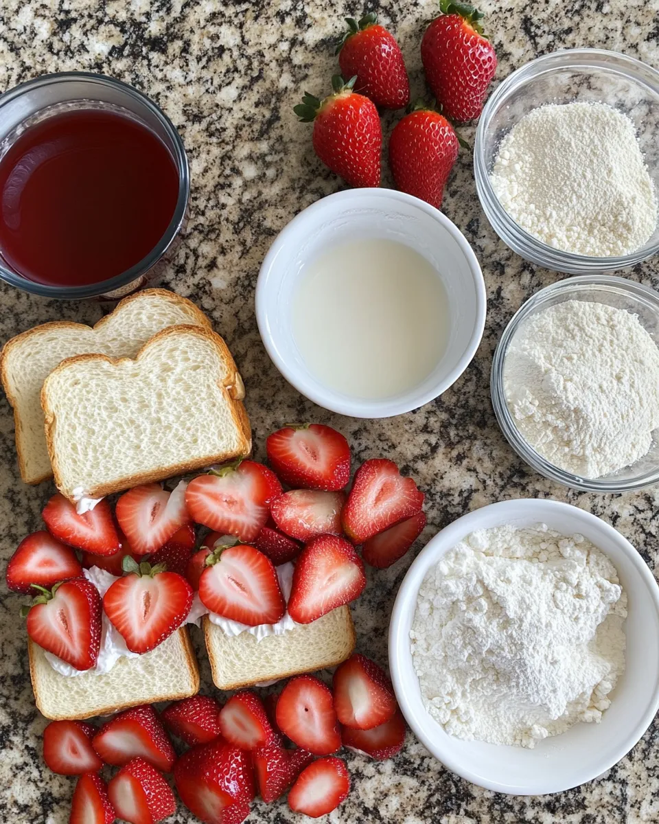 Ingredients for Indulge in Sweetness: The Irresistible Fried Strawberry Cheesecake Sandwiches
