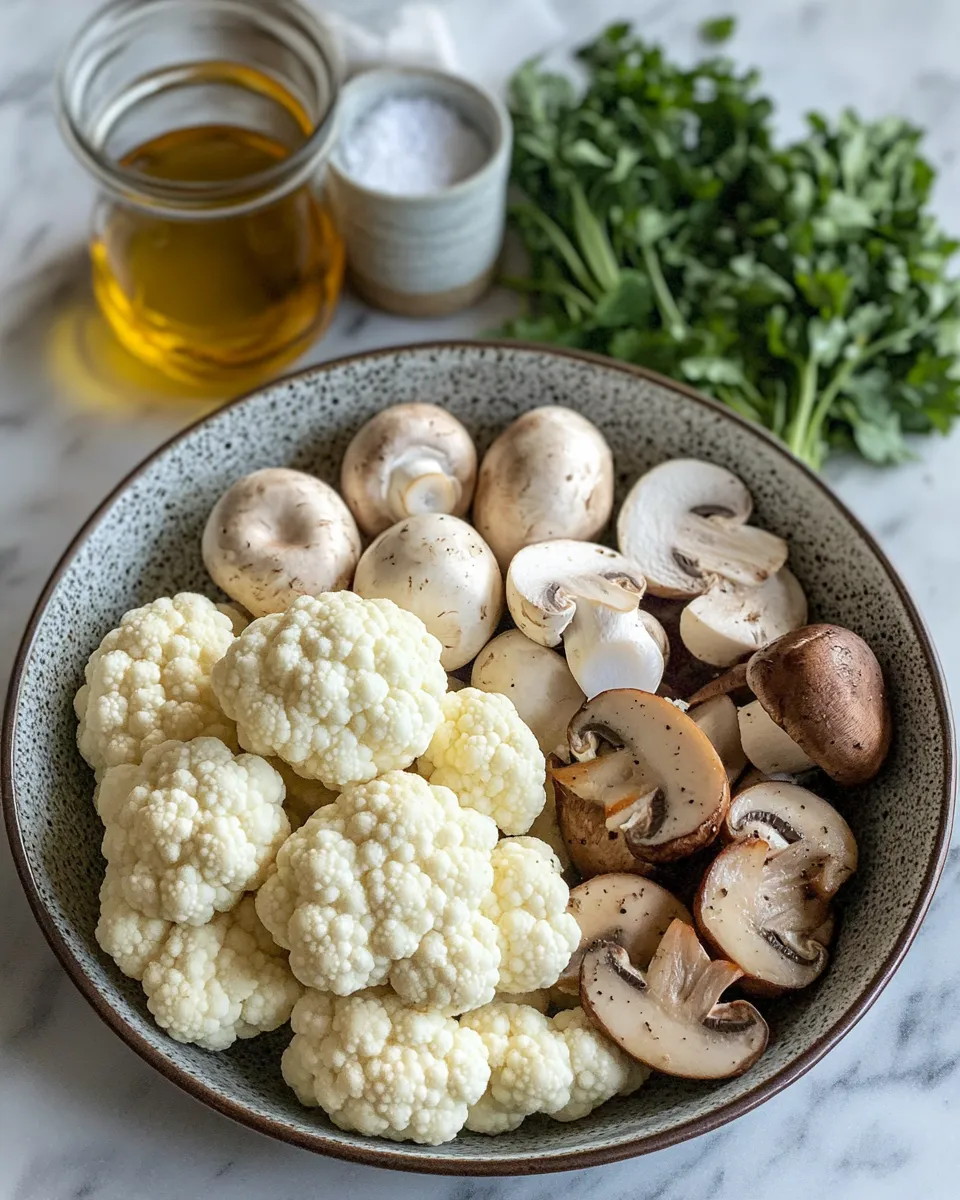 Ingredients for Sizzle Up Your Dinner: Garlic Cauliflower Mushroom Skillet Magic
