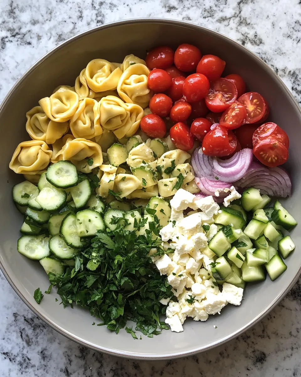 Ingredients for Delight in the Mediterranean: Refreshing Greek Tortellini Pasta Salad Recipe