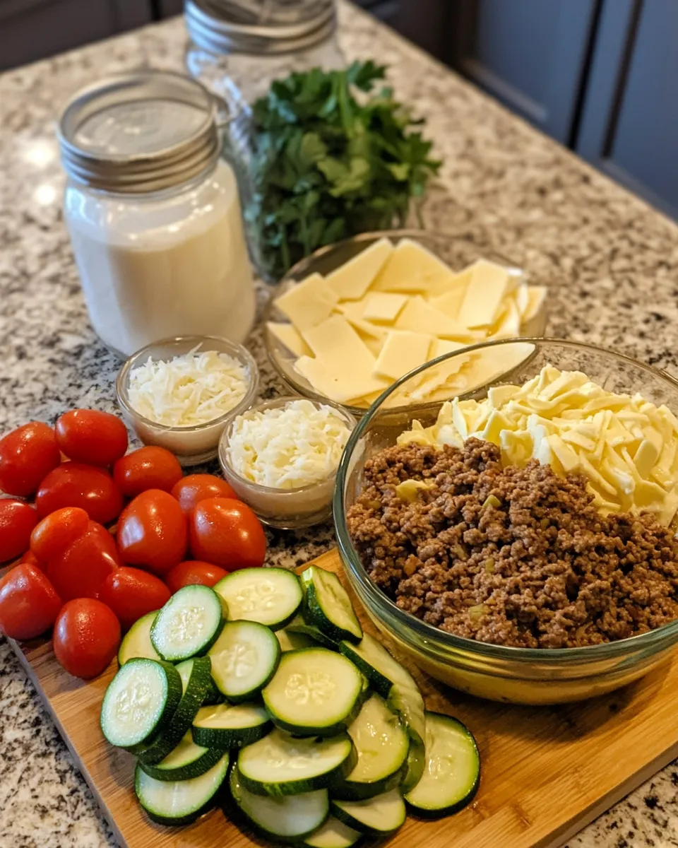 Ingredients for Savor the Flavor: Irresistible Ground Beef Zucchini Casserole Delight