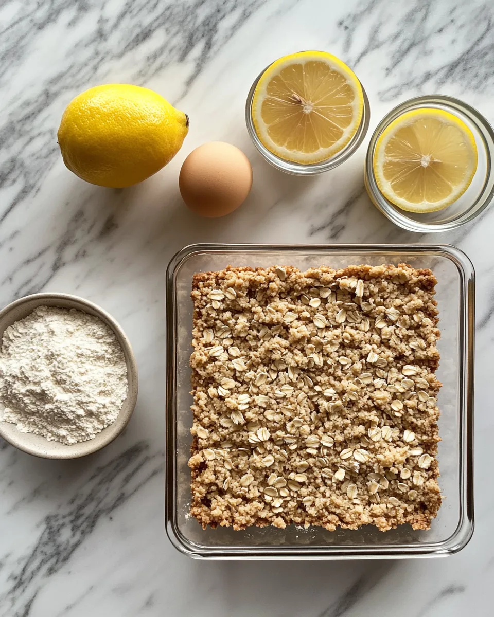 Ingredients for Zesty Lemon Oatmeal Crumble Bars: A Sweet and Tangy Delight