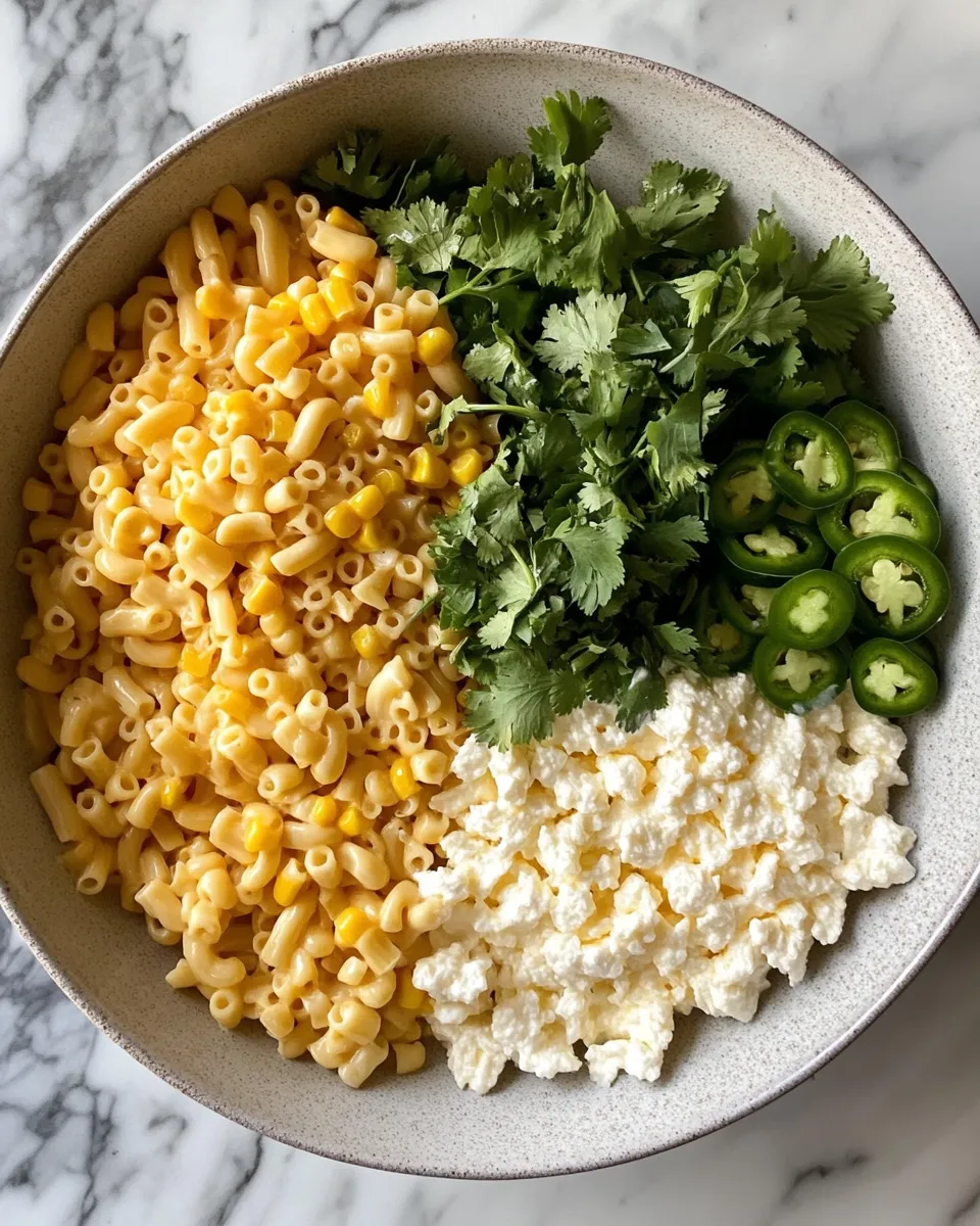 Ingredients for Zesty Mexican Street Corn Pasta Salad: A Flavorful Twist on a Classic Favorite