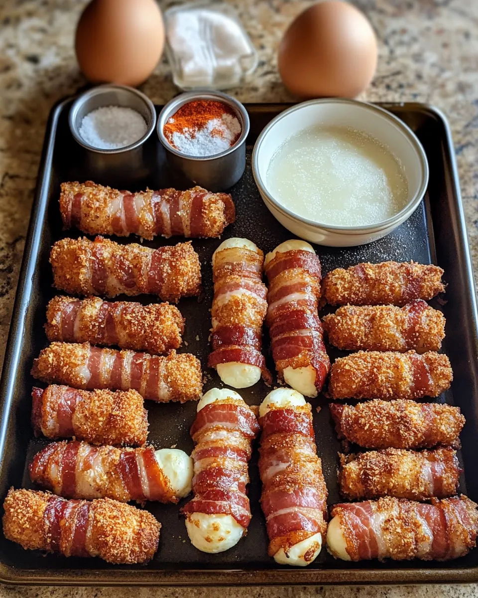 Ingredients for Sizzling Nashville Hot Bacon-Wrapped Mozzarella Sticks You Can't Resist