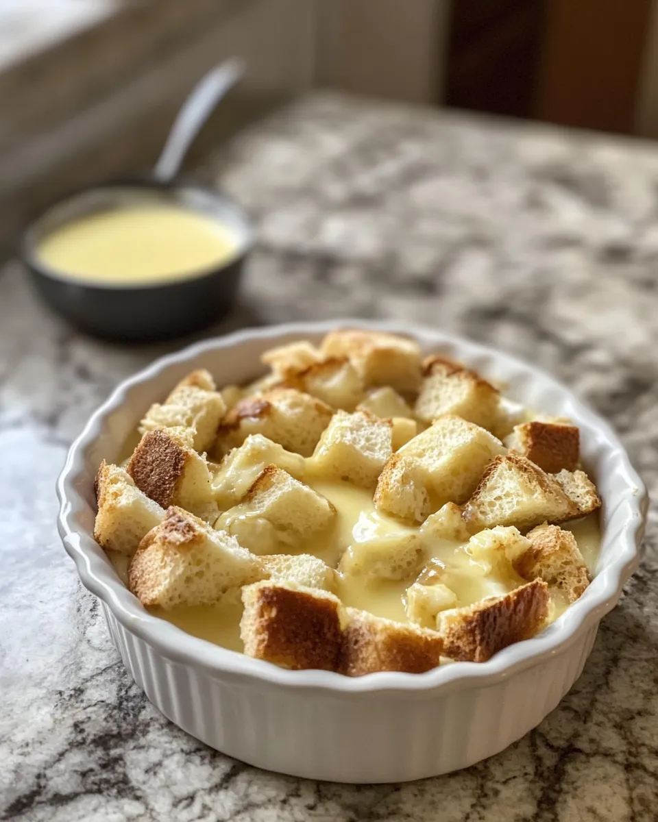 Ingredients for Timeless Comfort: Indulge in Old-Fashioned Bread Pudding with Vanilla Sauce