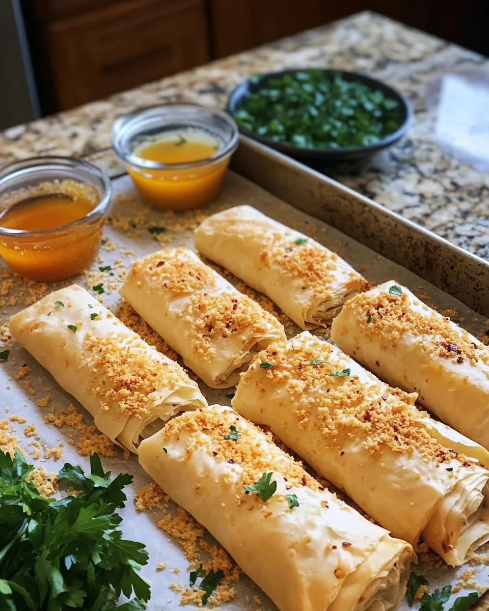 Ingredients for Crispy Oven Fried Feta Rolls Drizzled with Sweet Chili Honey Magic