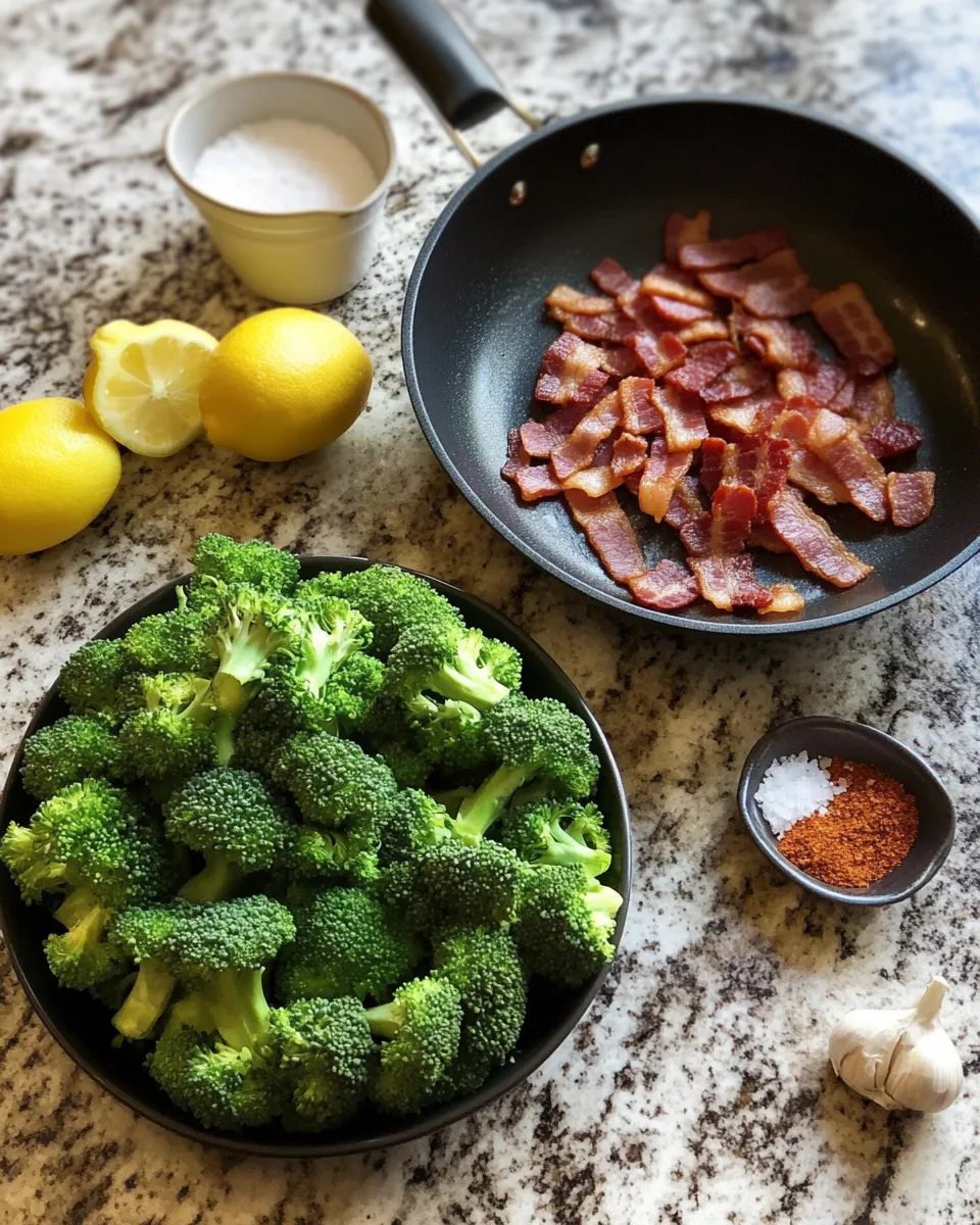 Ingredients for Sizzle and Crunch: The Irresistible Delight of Pan-Fried Garlic Bacon Broccoli