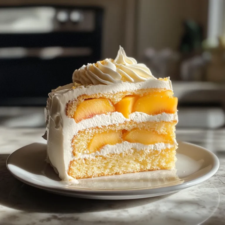 Photo of featured for Heavenly Peaches and Cream Cake: A Slice of Summer Bliss