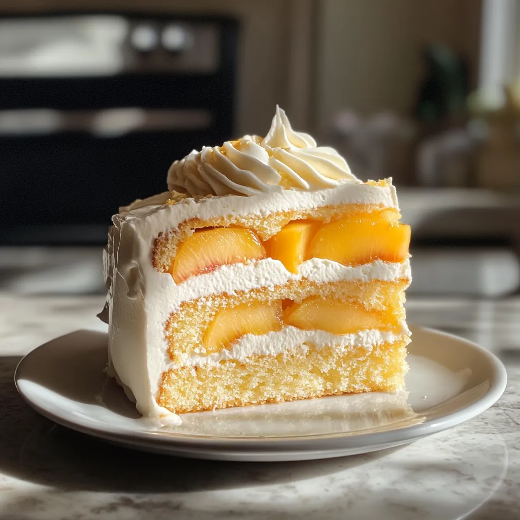 Photo of featured for Heavenly Peaches and Cream Cake: A Slice of Summer Bliss