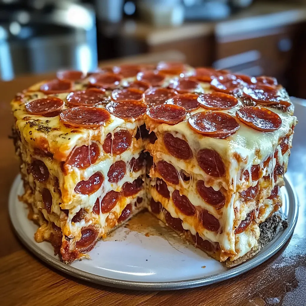 Photo of featured for Stacked Savory Delight: The Ultimate Pepperoni Pizza Layer Cake