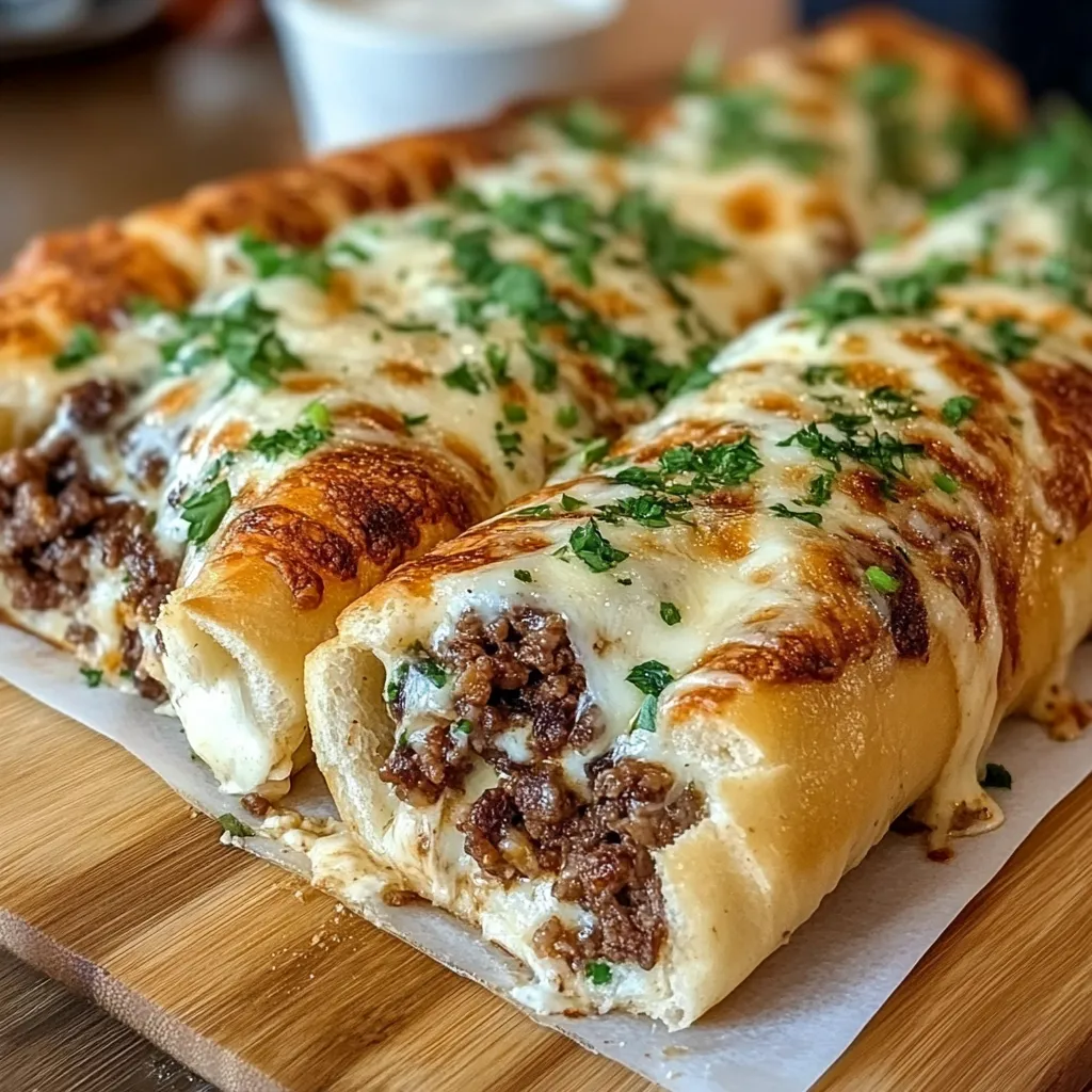Photo of featured for Philly Cheesesteak Stuffed Cheesy Breadsticks: A Mouthwatering Twist on a Classic Favorite