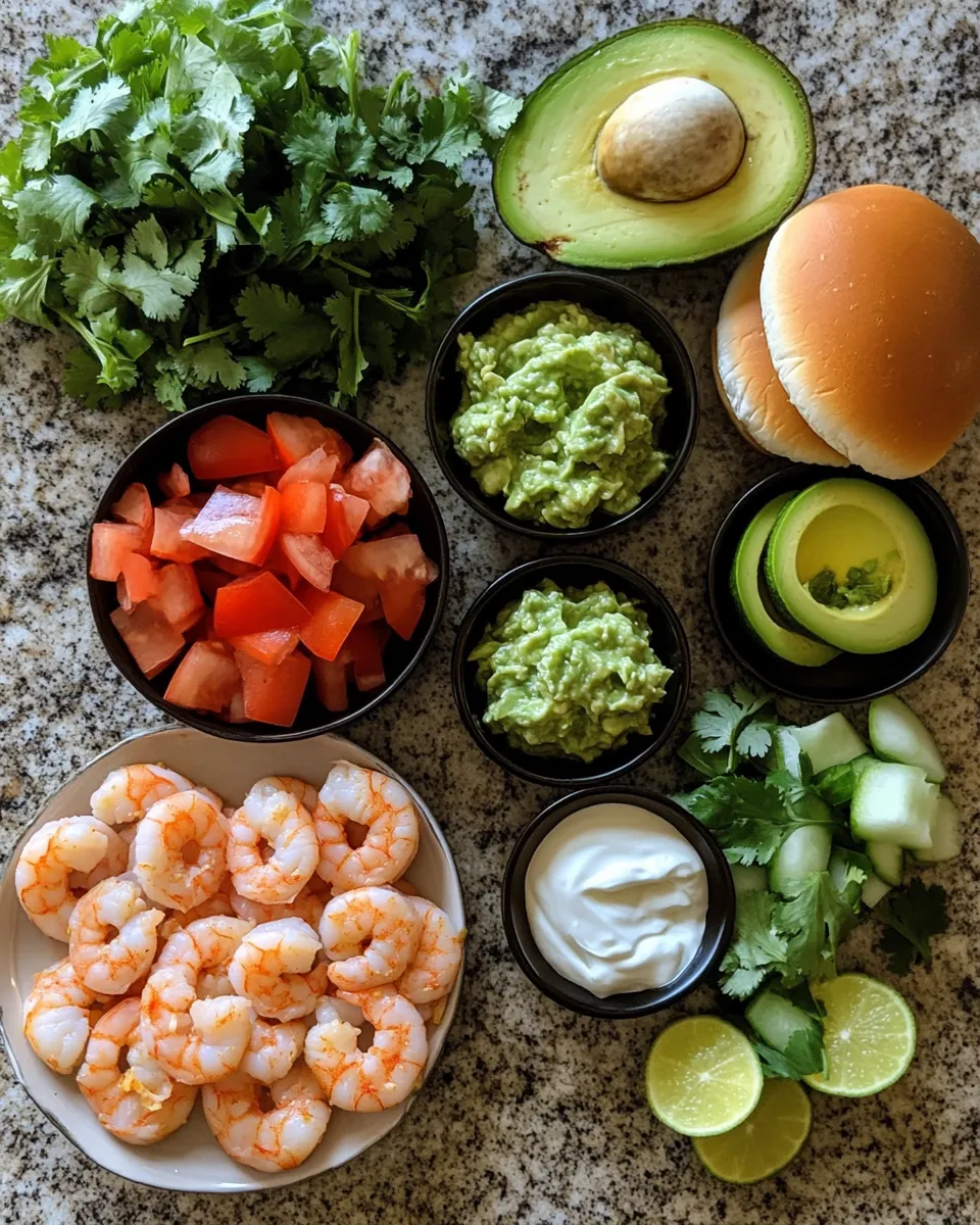 Ingredients for Savor the Flavor: Shrimp Burgers with Cilantro and Guacamole