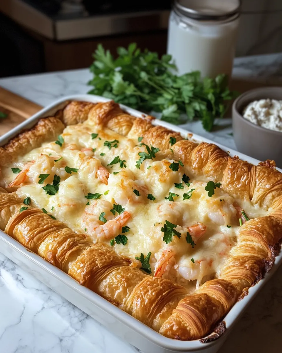 Ingredients for Decadent Delight: Shrimp & Crab Croissant Lasagna with Cheesy Layers