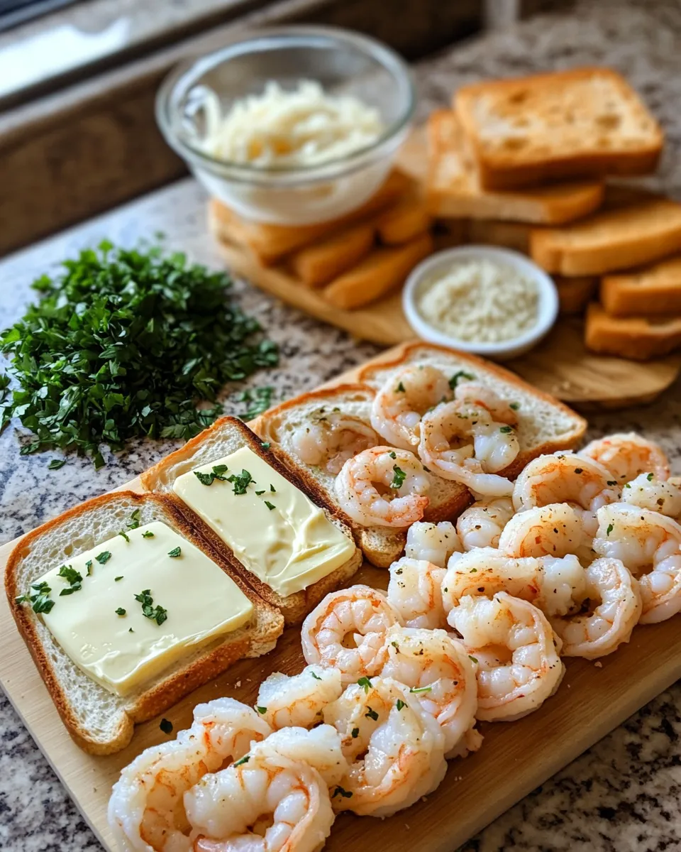 Ingredients for Satisfy Your Cravings: Indulge in Shrimp Grilled Cheese with Garlic Bread Delights