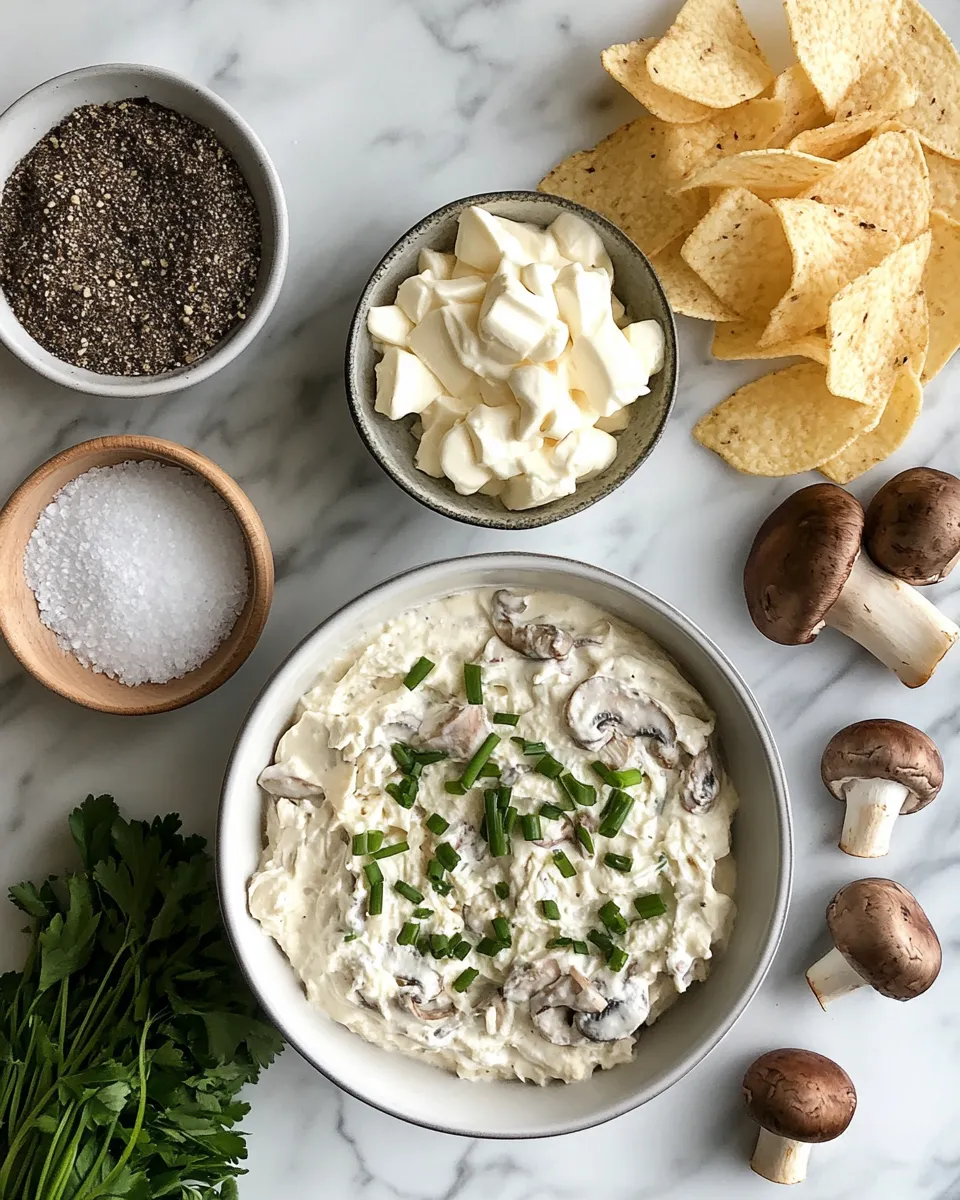 Ingredients for Irresistibly Creamy Stuffed Mushroom Dip: A Flavorful Party Favorite