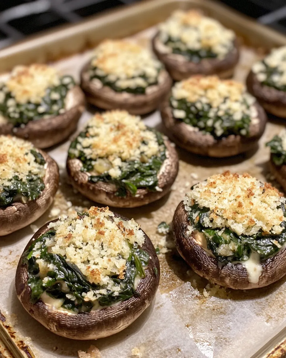 Ingredients for Deliciously Irresistible Stuffed Spinach Mushrooms: A Gourmet Treat at Home