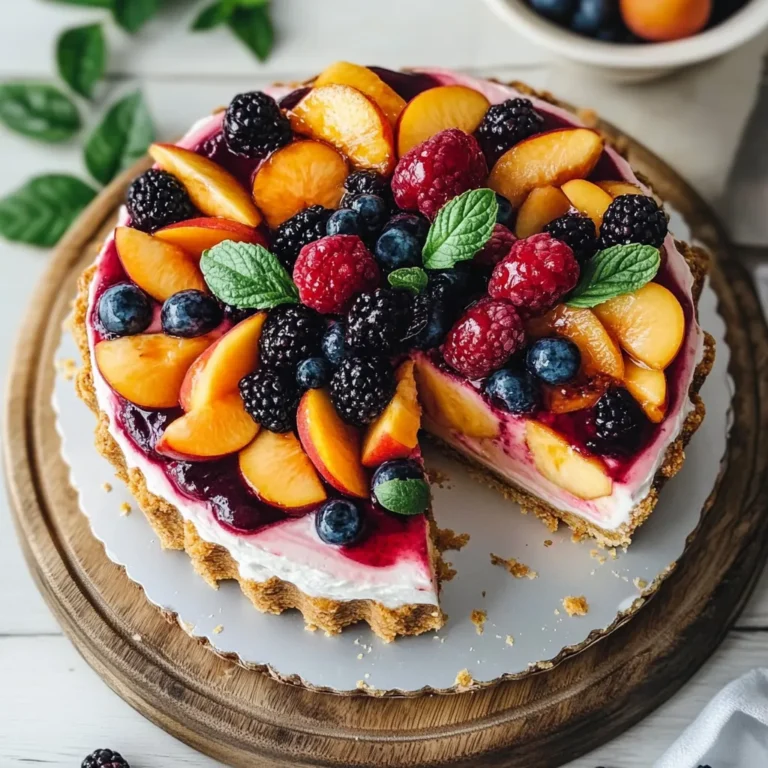 Photo of featured for Savor the Sweetness: A Delightful Summer Berry and Peach Cheesecake Recipe