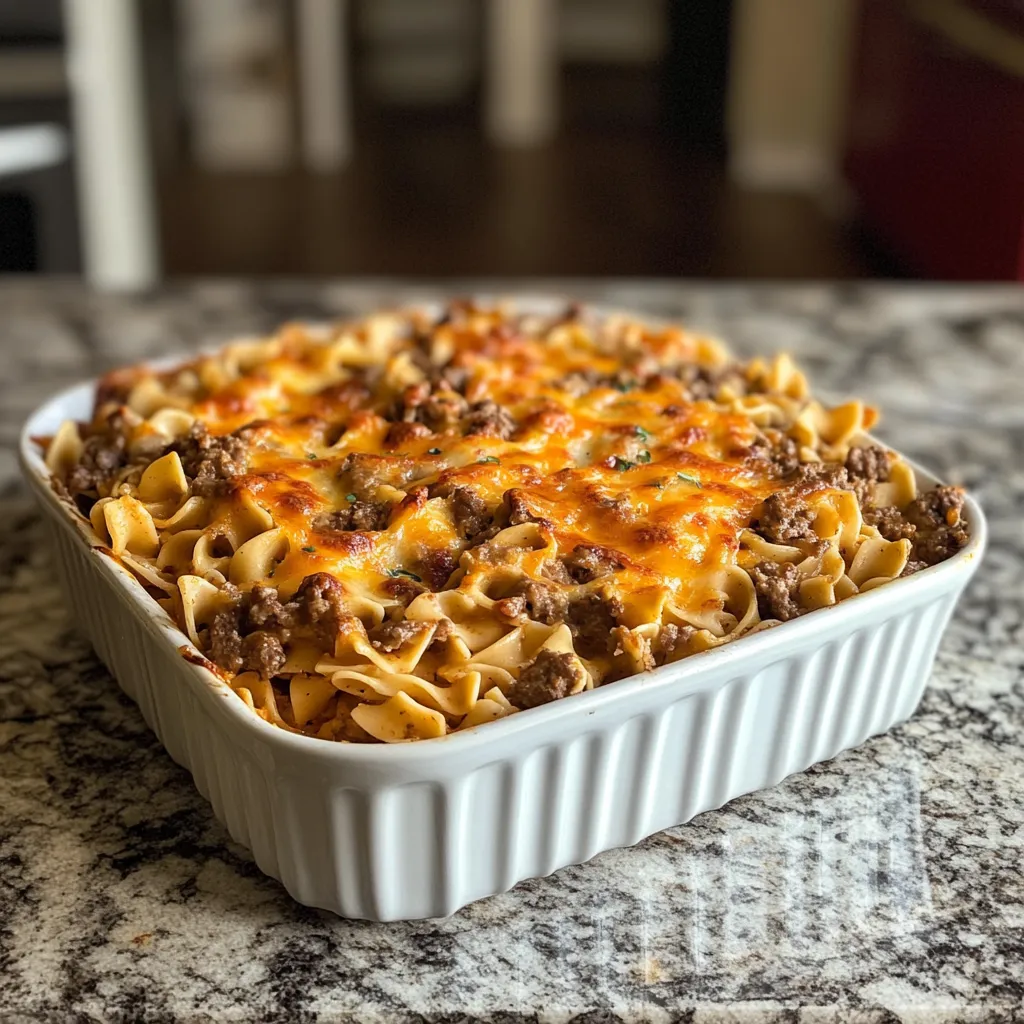 Photo of featured for Savory Comfort: Beef and Cheddar Egg Noodle Bake Delight