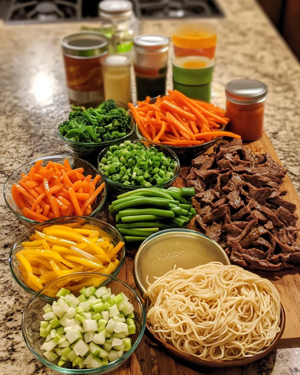 Ingredients for Savor the Flavor: Irresistible Beef Lo Mein with Fresh Vegetables