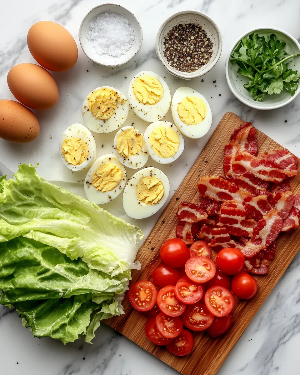 Ingredients for Deliciously Light: BLT Egg Salad Lettuce Wraps for a Fresh Twist