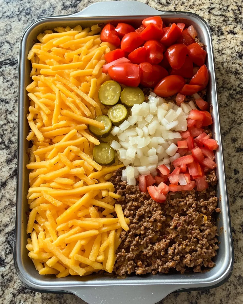 Ingredients for Irresistible Cheeseburger French Fry Bake: A Comfort Food Delight