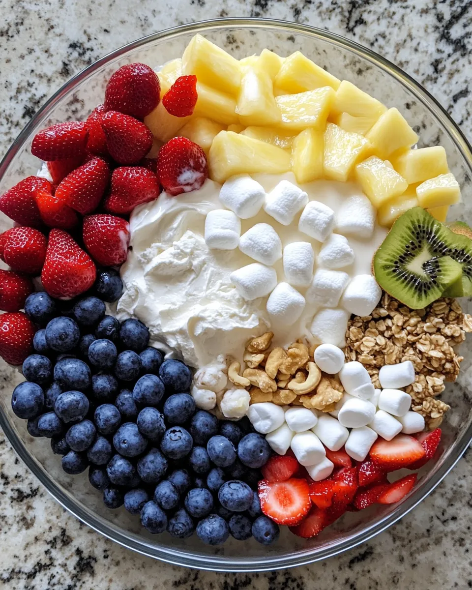 Ingredients for Deliciously Creamy Cheesecake Fruit Salad to Brighten Your Day