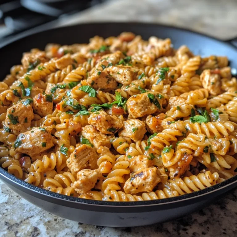 Photo of featured for Savor the Flavor: Cheesy Cajun Garlic Chicken Rotini Skillet Delight