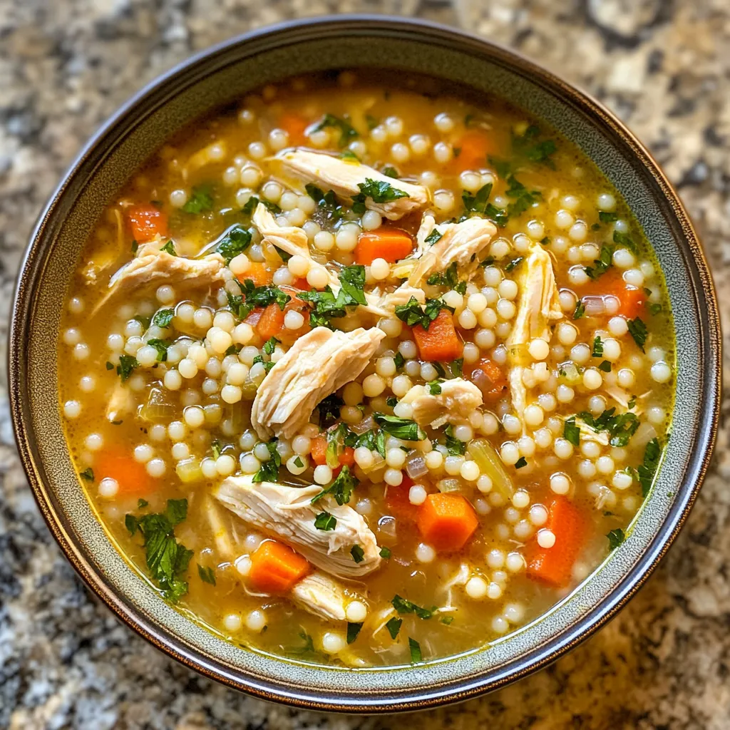 Photo of featured for Warm Up with a Bowl of Comfort: Chicken & Pearl Couscous Soup Delight