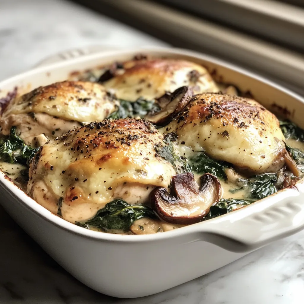 Photo of featured for Savory Chicken Spinach and Mushroom Bake for a Cozy Dinner Night
