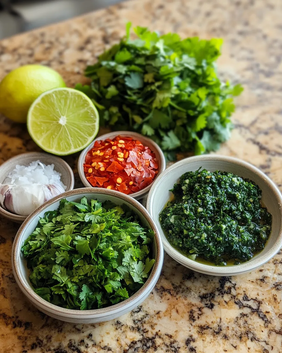 Ingredients for Zesty Cilantro Chimichurri Sauce: Elevate Your Dishes with a Flavorful Twist