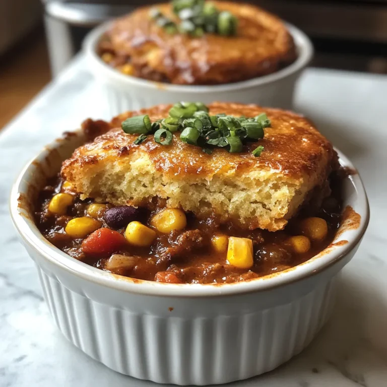 Photo of featured for Hearty Cornbread-Topped Chili Pot Pies: A Cozy Comfort Food Delight