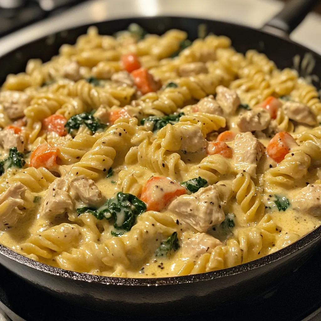 Photo of featured for One-Pan Wonder: Creamy Chicken Pot Pie Pasta Skillet Delight